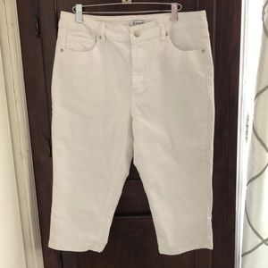 White Capris, lightweight denim, 2% Spandex